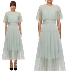 Self-Portrait Lace Midi Dress in Light Green